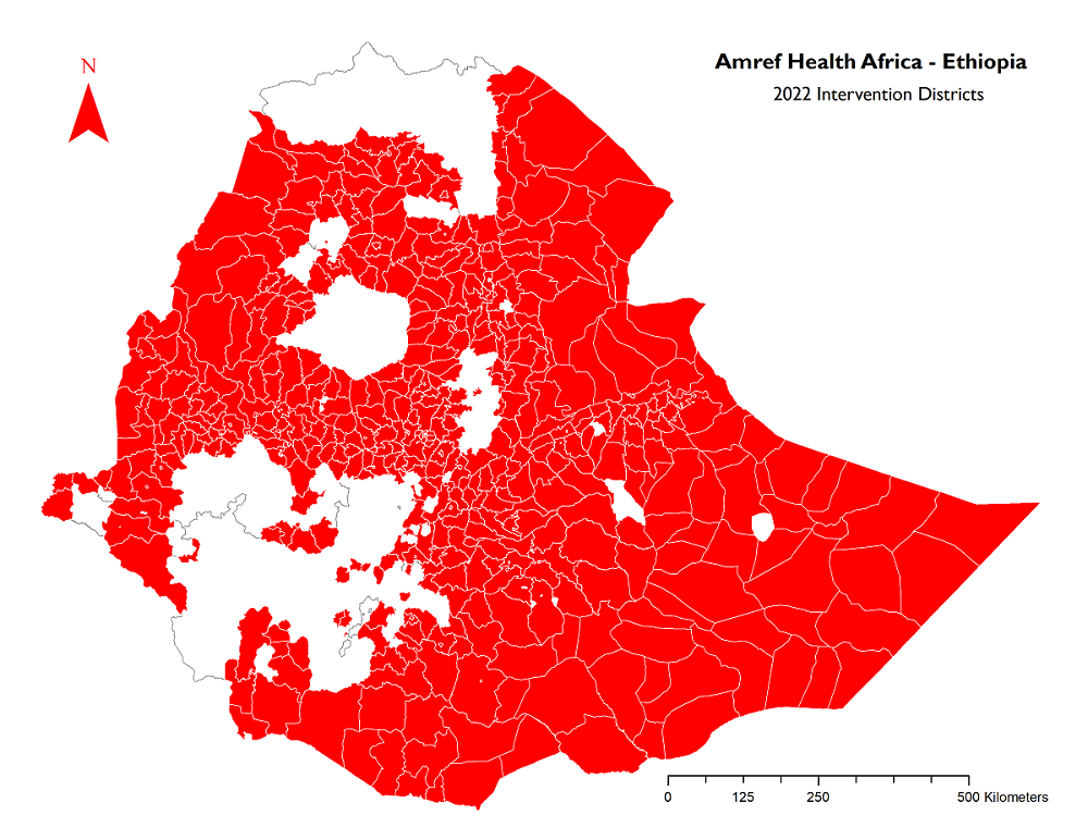 Amref Ethiopia intervention areas map